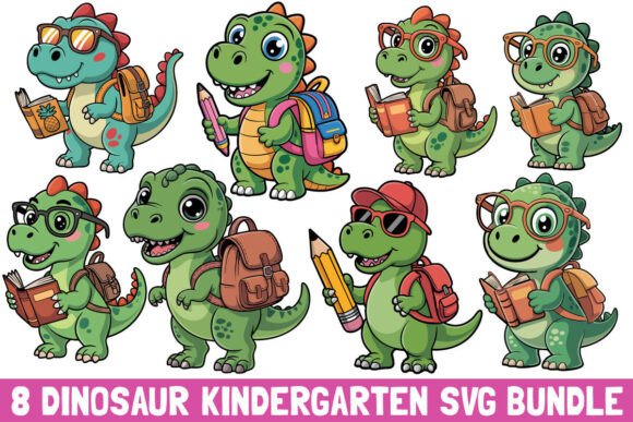 Dinosaur Kindergarten SVG Bundle Vector: Making the First Day Roar-some